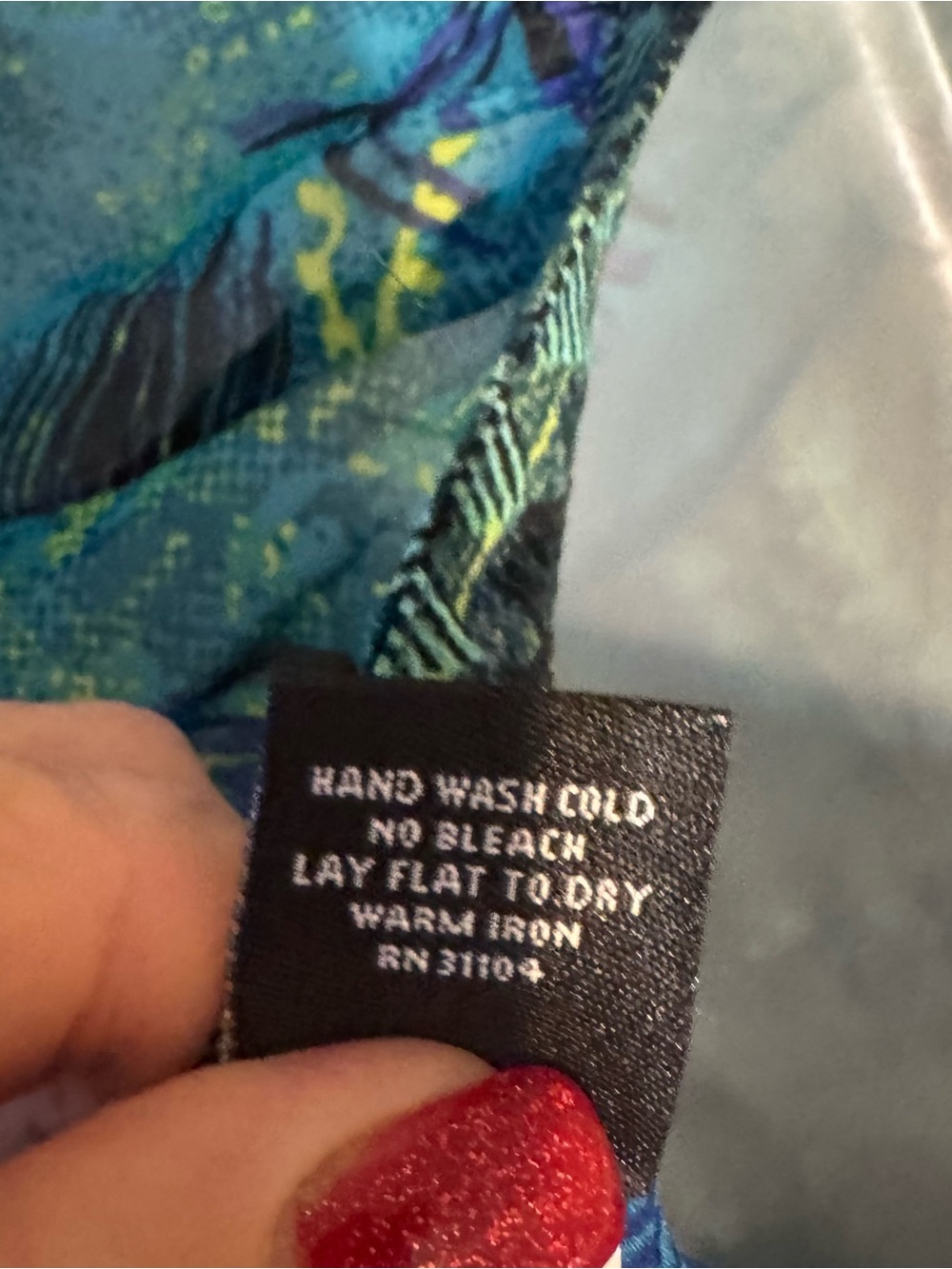 Peacock Print Teal and Blue Peasant Blouse XLARGE   #K - Picture 8 of 9
